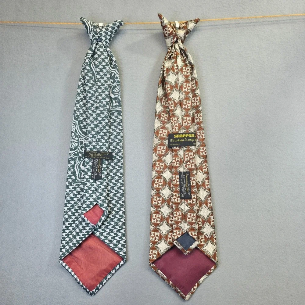 2-‎ Vintage Snapper JCPenny  Towncraft Clip on Men's Neck Ties